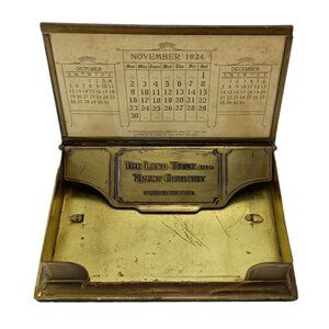 The Land Title And Trust Co. Philadelphia 1924 Brass Desk Calendar Note Holder